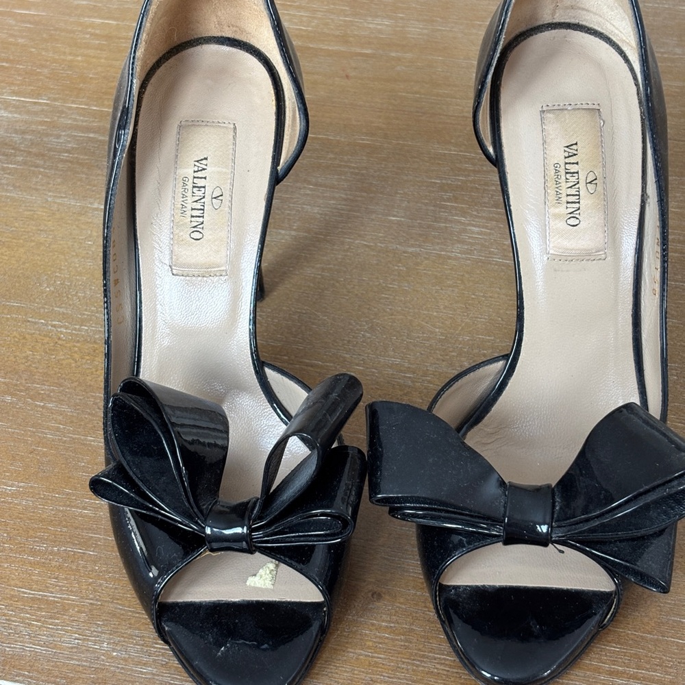 Valentino Black Patent Leather Bow Heels